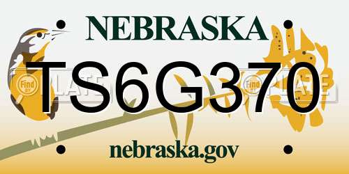 TS6G370 Nebraska License Plate