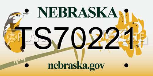 TS70221 Nebraska License Plate
