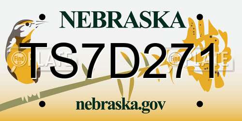 TS7D271 Nebraska License Plate
