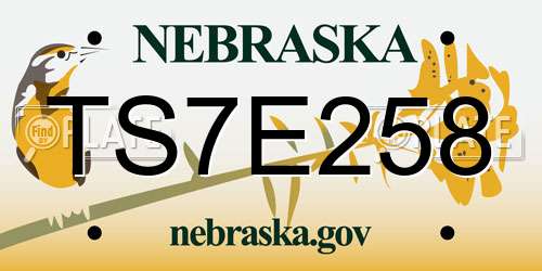 TS7E258 Nebraska License Plate