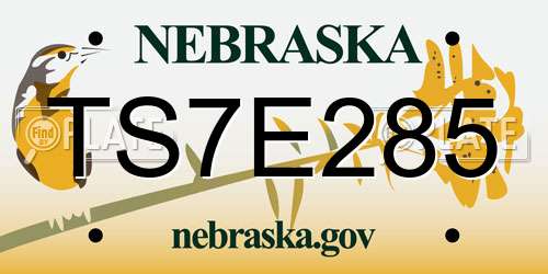 TS7E285 Nebraska License Plate