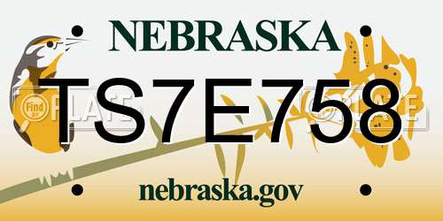 TS7E758 Nebraska License Plate