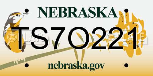 TS7O221 Nebraska License Plate
