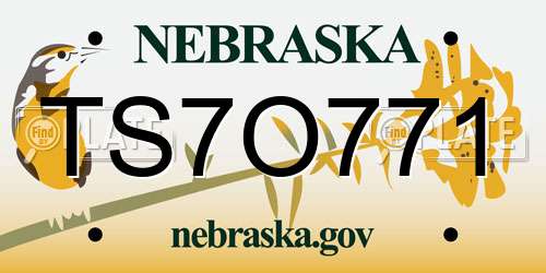TS7O771 Nebraska License Plate