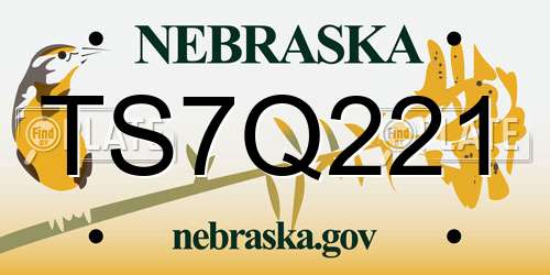 TS7Q221 Nebraska License Plate