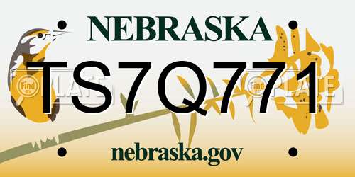 TS7Q771 Nebraska License Plate