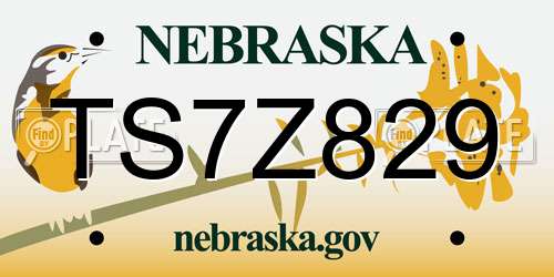 TS7Z829 Nebraska License Plate