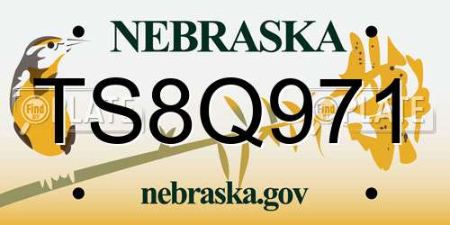 TS8Q971 Nebraska License Plate
