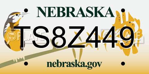 TS8Z449 Nebraska License Plate