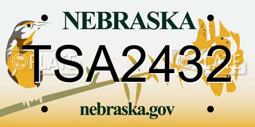 TSA2432 Nebraska License Plate