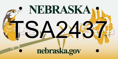TSA2437 Nebraska License Plate