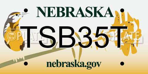 TSB35T Nebraska License Plate
