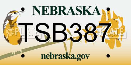 TSB387 Nebraska License Plate