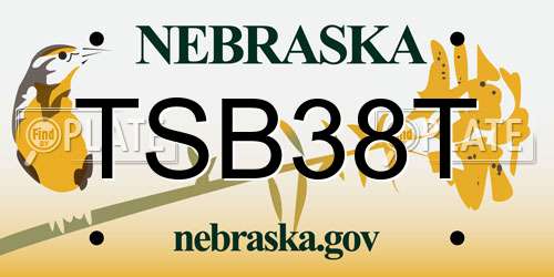 TSB38T Nebraska License Plate