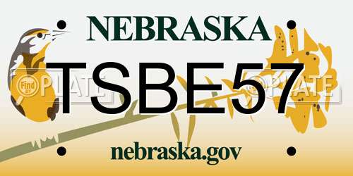 TSBE57 Nebraska License Plate