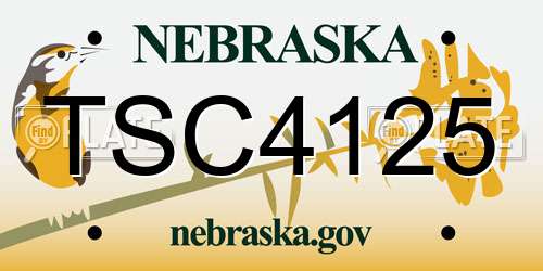 TSC4125 Nebraska License Plate