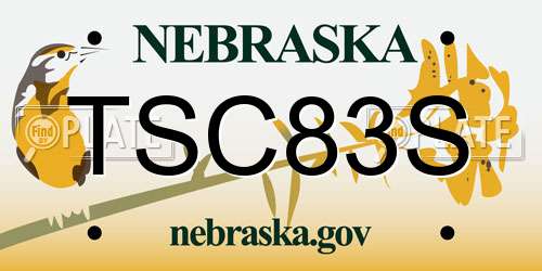 TSC83S Nebraska License Plate