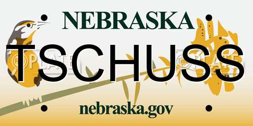TSCHUSS Nebraska License Plate