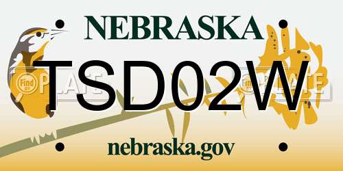 TSD02W Nebraska License Plate