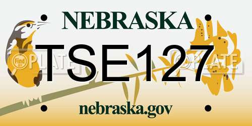 TSE127 Nebraska License Plate