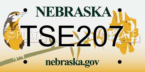TSE207 Nebraska License Plate