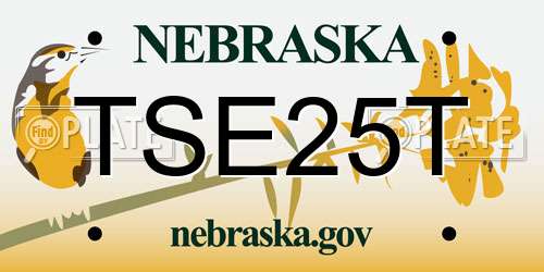 TSE25T Nebraska License Plate