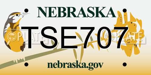TSE707 Nebraska License Plate