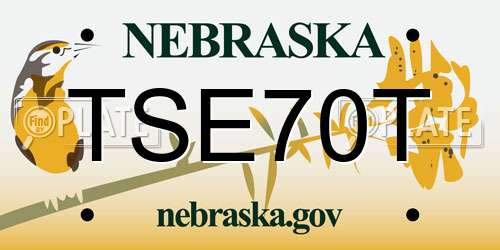 TSE70T Nebraska License Plate