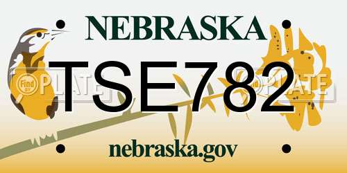 TSE782 Nebraska License Plate