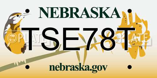 TSE78T Nebraska License Plate