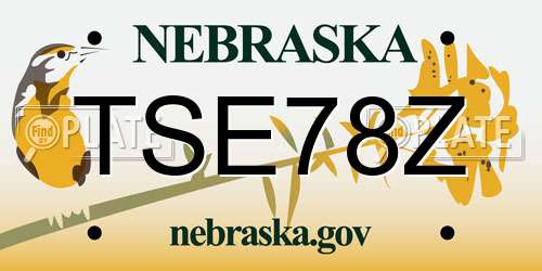 TSE78Z Nebraska License Plate
