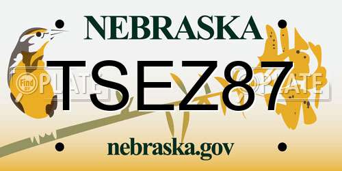 TSEZ87 Nebraska License Plate