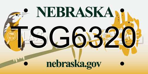 TSG6320 Nebraska License Plate