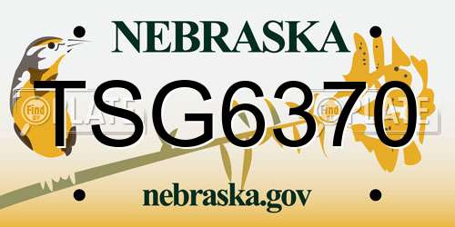 TSG6370 Nebraska License Plate