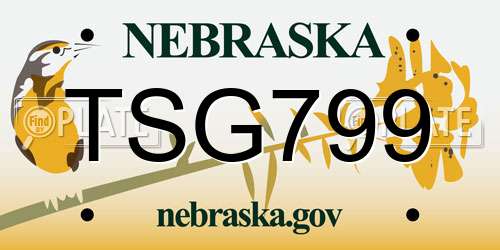 TSG799 Nebraska License Plate
