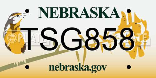 TSG858 Nebraska License Plate