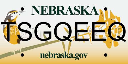 TSGQEEQ Nebraska License Plate