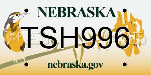 TSH996 Nebraska License Plate