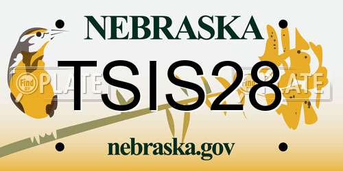 TSIS28 Nebraska License Plate