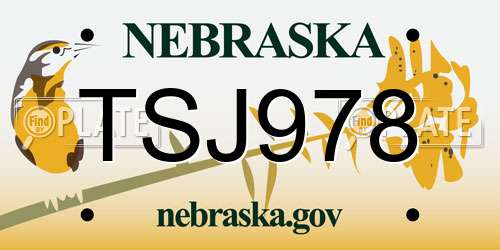TSJ978 Nebraska License Plate