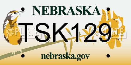 TSK129 Nebraska License Plate