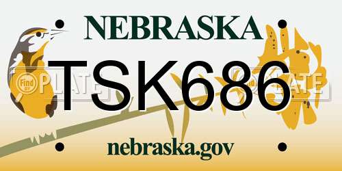 TSK686 Nebraska License Plate