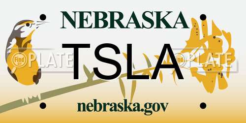 TSLA Nebraska License Plate