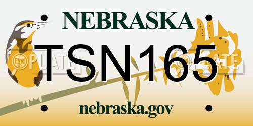 TSN165 Nebraska License Plate