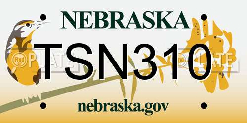 TSN310 Nebraska License Plate