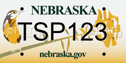 TSP123 Nebraska License Plate