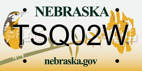 TSQ02W Nebraska License Plate