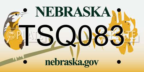TSQ083 Nebraska License Plate