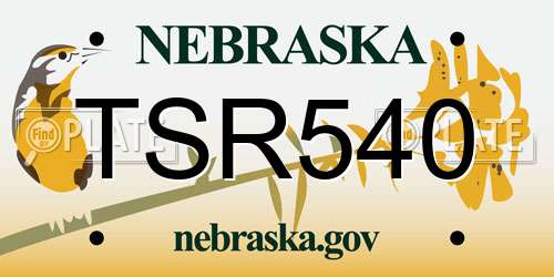 TSR540 Nebraska License Plate