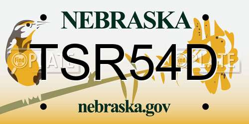 TSR54D Nebraska License Plate